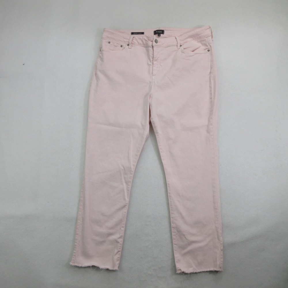 NYDJ Sheri Ankle Jeans Size 18 Pink Denim Raw Frayed Hem